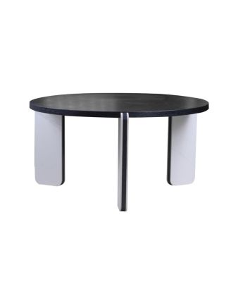  32.68" & 16.93" Round Coffee/End Table Set - Black Oak Veneer, Sintered Stone Legs