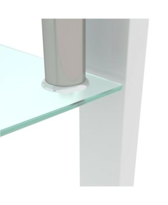  Rectangle Glass Coffee Table, Clear, Modern Side Center Table