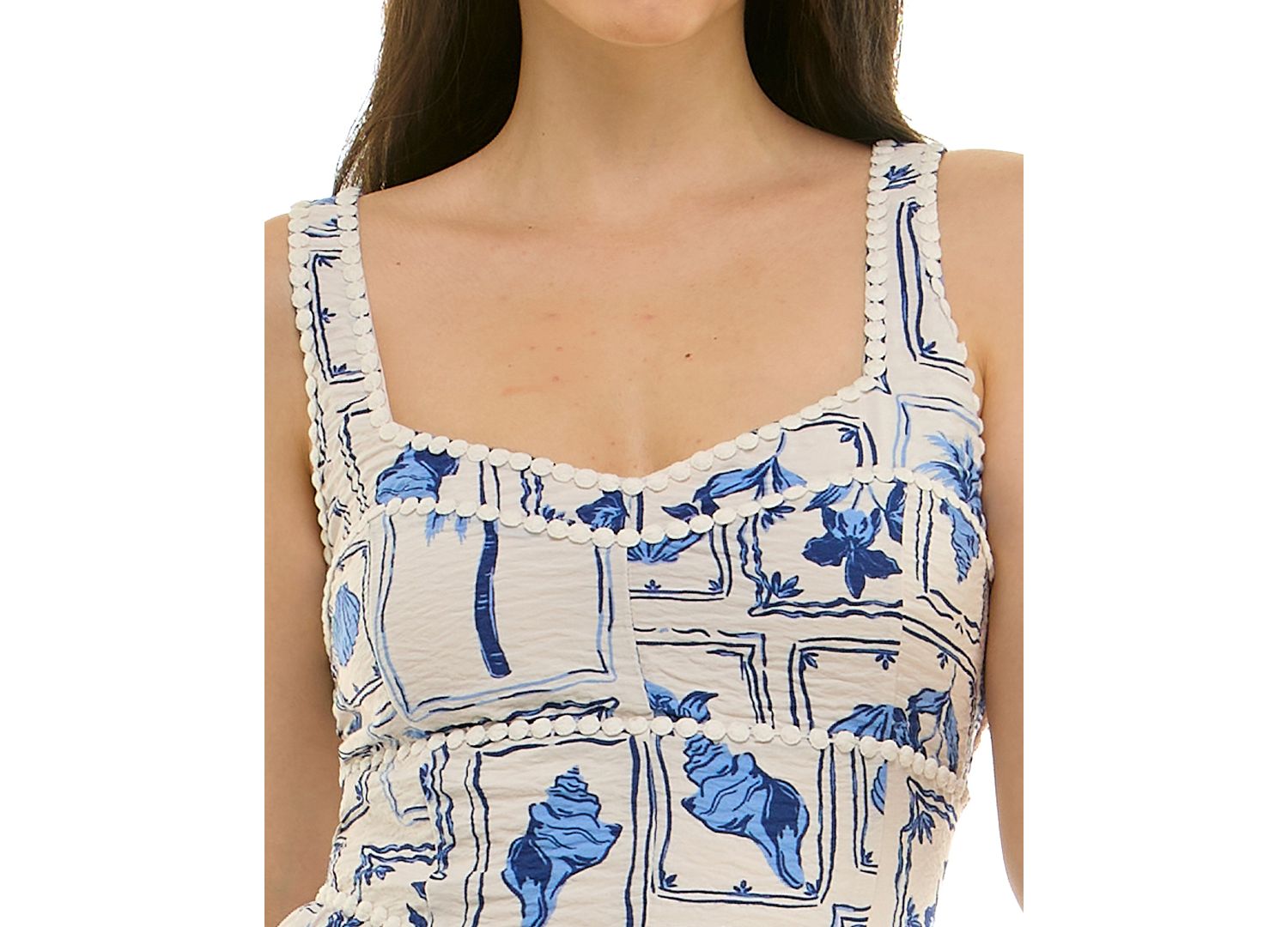 Juniors' V-Neck Printed Midi Dress