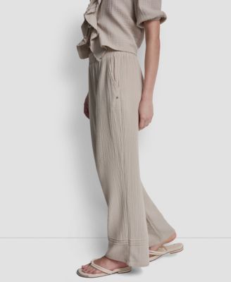 Petite Gauze Straight Leg Pull-On Pants