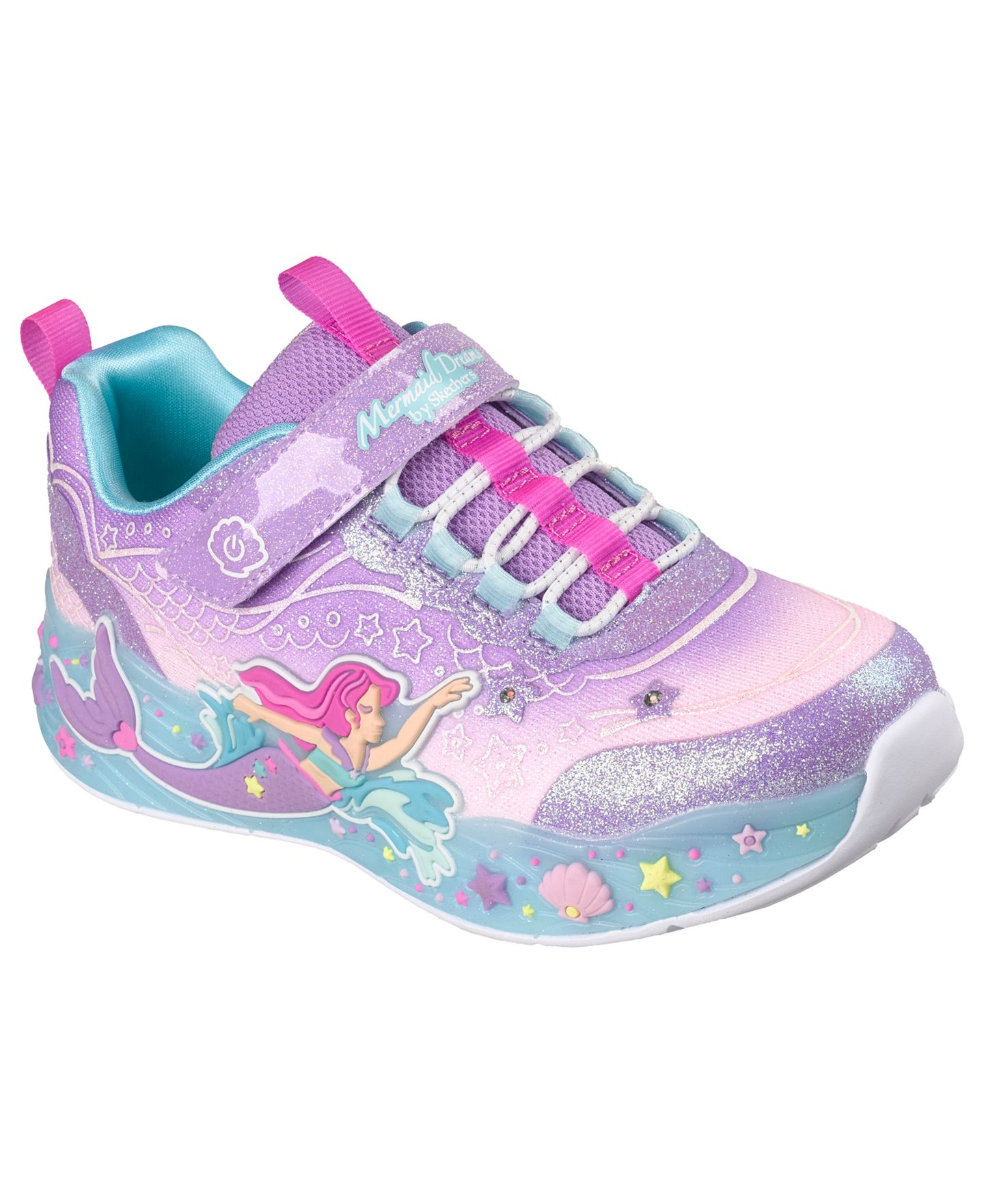 Детские кроссовки Skechers S-Lights Mermaid Dreams со светом для девочек, Finish Line, цвет: Разноцветный — фото 1