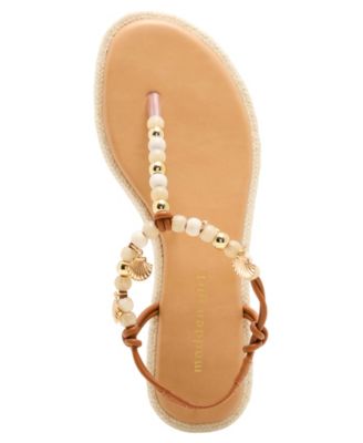 Women's Shells Beaded T-Strap Flat Sandals