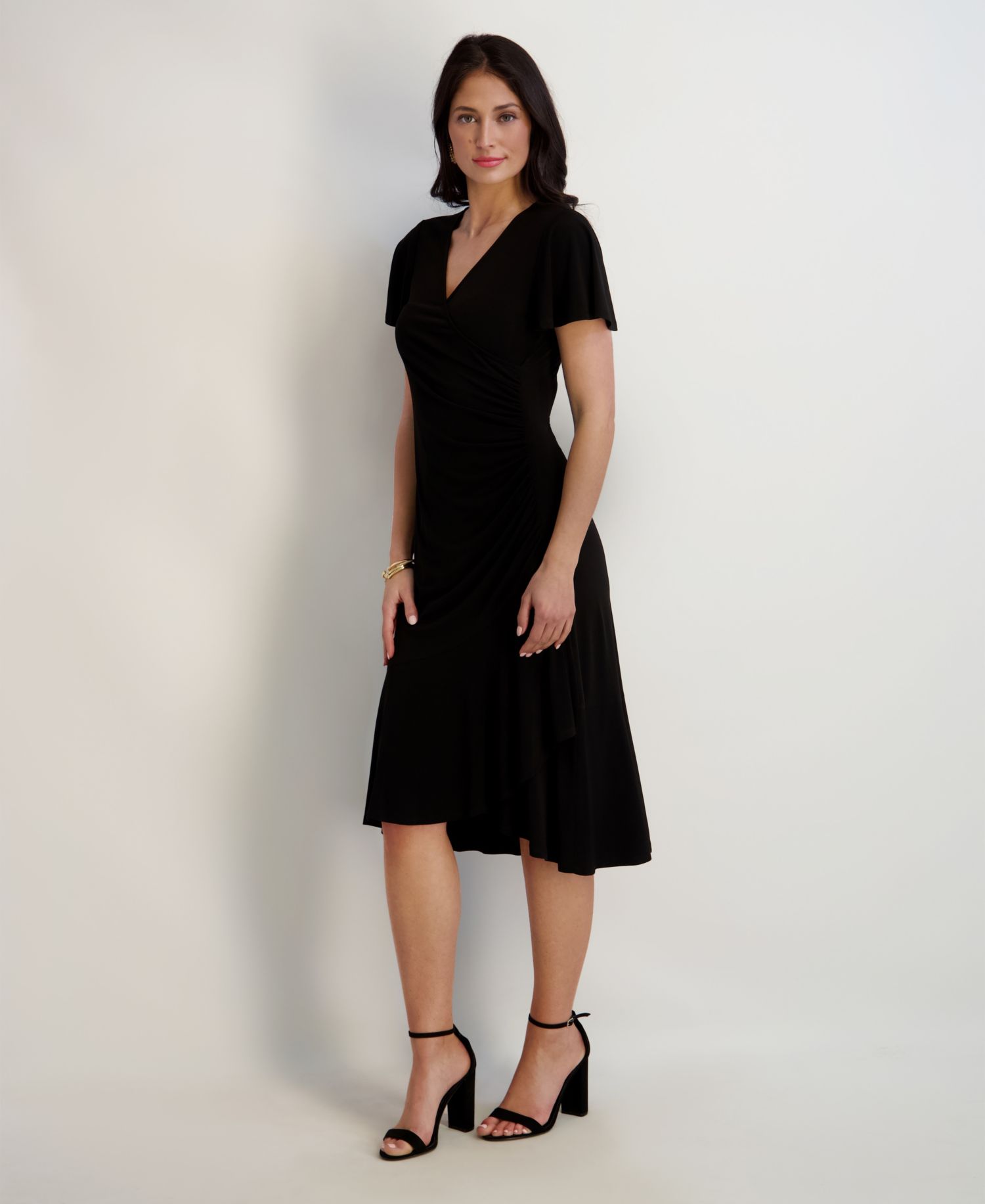 Flutter-Sleeve Midi Dress