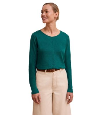 Women's Linen Blend Long Sleeve Top