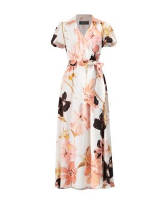 Women's Short Sleeve V-Neck Collared Maxi Dress