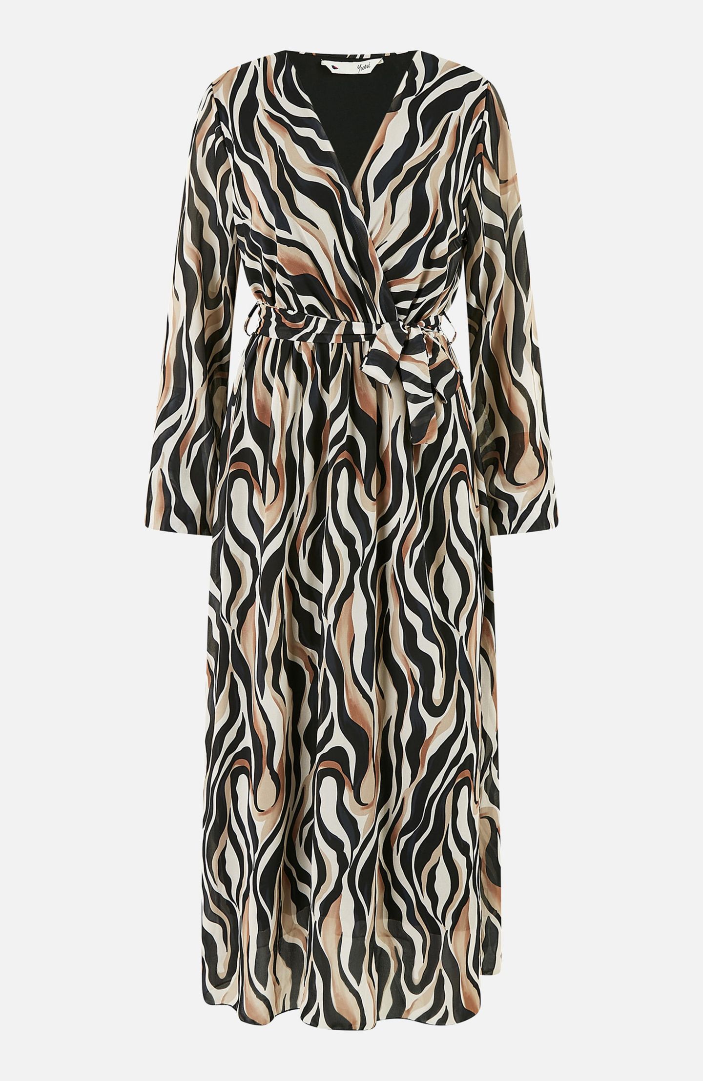 Женское платье Yumi Animal Swirl Midi Wrap, цвет: Чёрный — фото 6