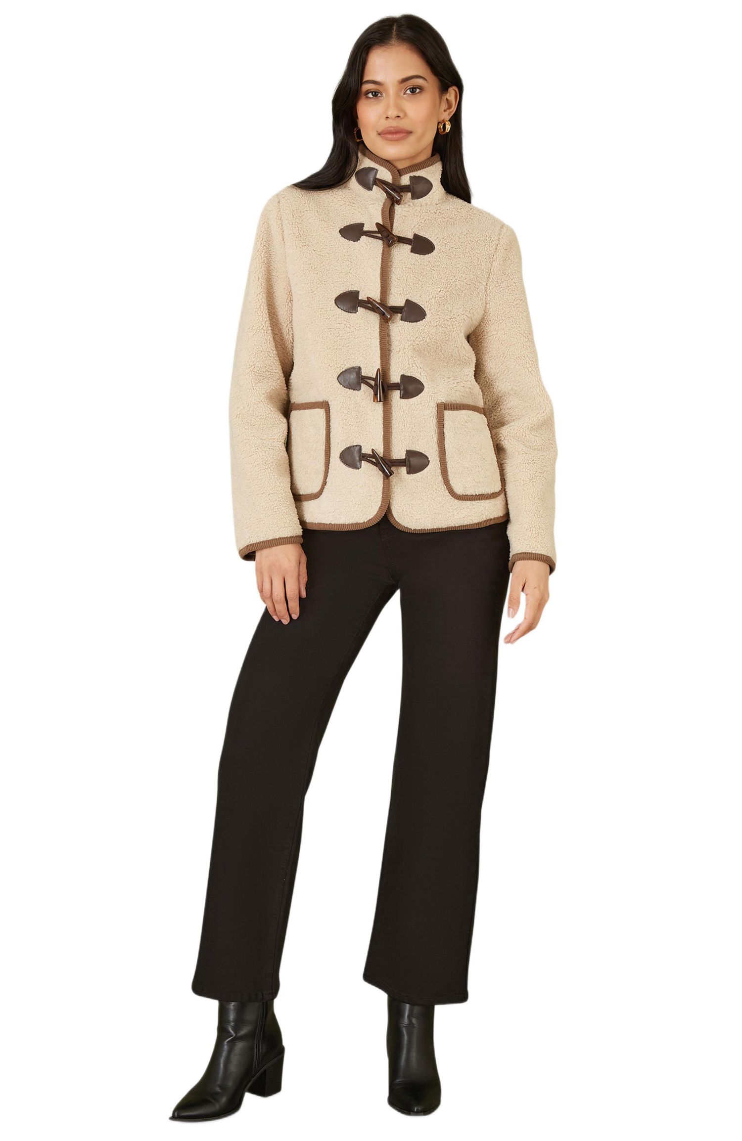 Women's Faux Leather Button Detail Jacket