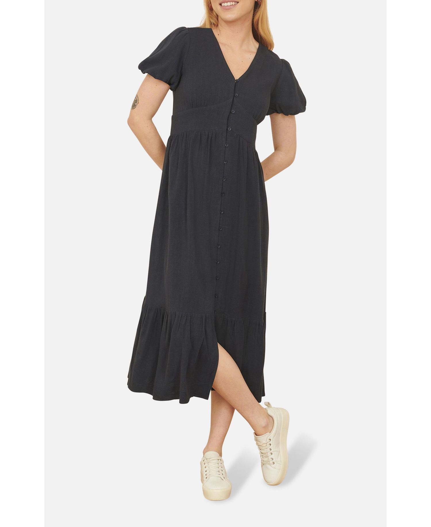Women's Viscose Button Through Midi Dress