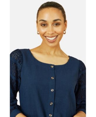 Women's Broderie Anglaise Puff Sleeve Dress