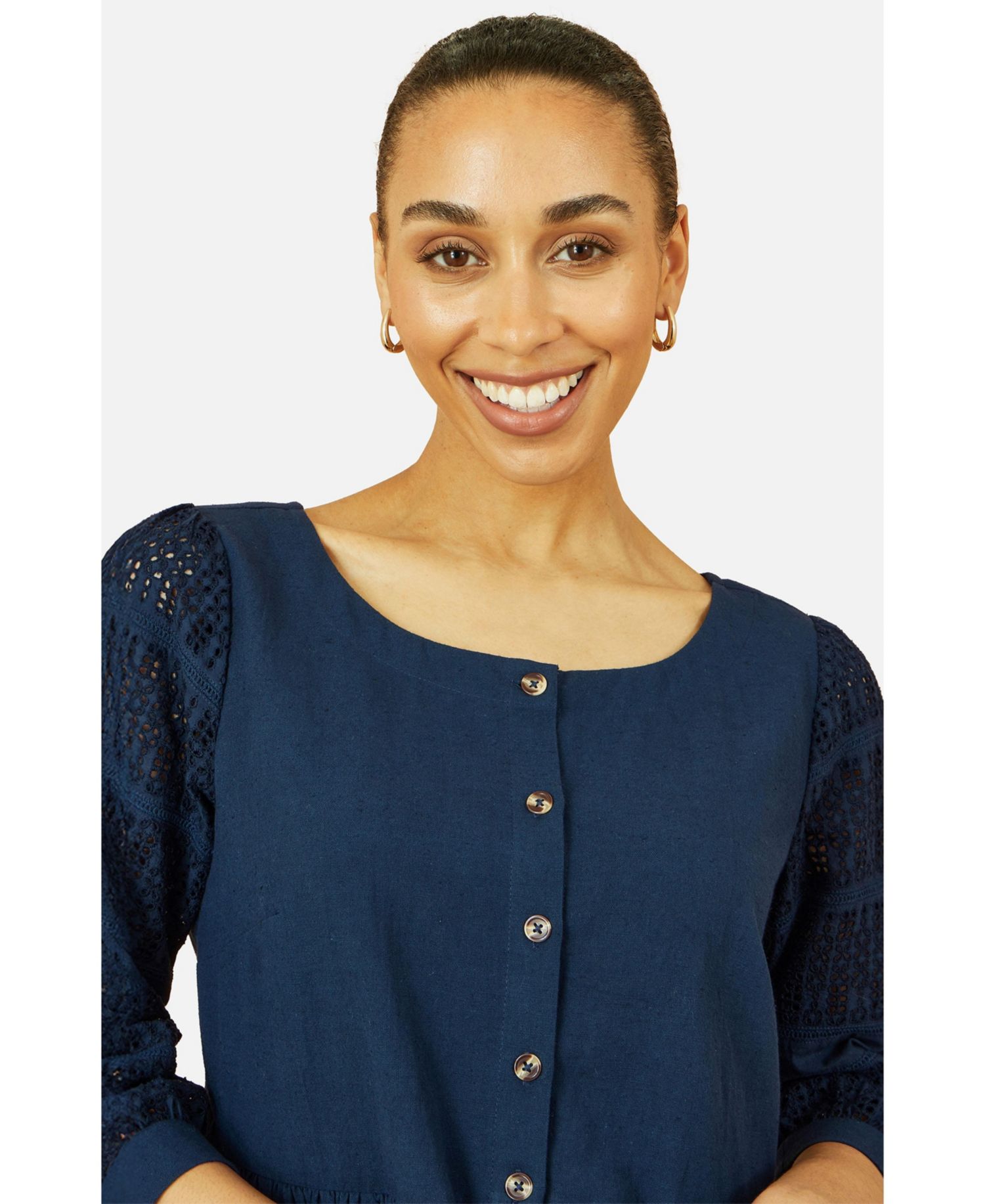 Women's Broderie Anglaise Puff Sleeve Dress