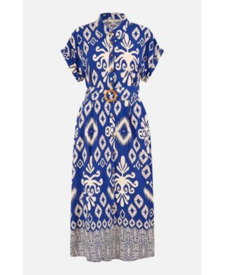 Women's Geo Print Relaxed Midi Shirt Dress
