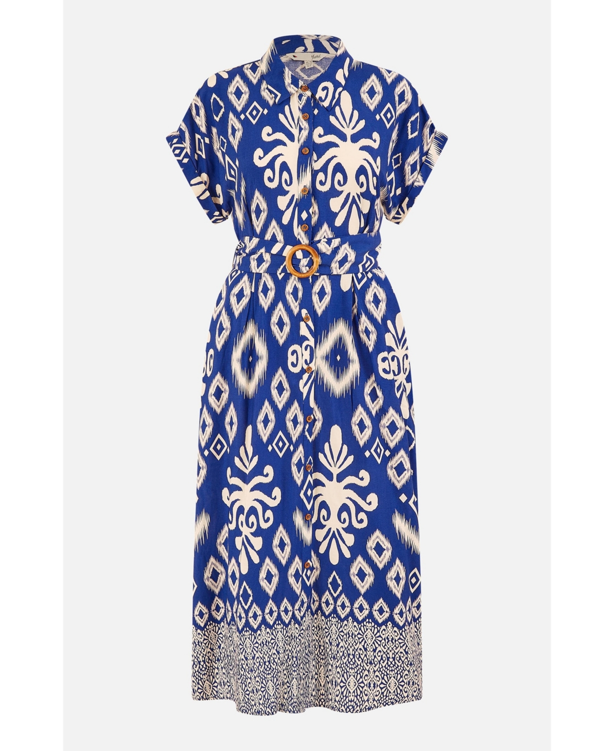 Yumi Women's Geo Print Relaxed Midi Shirt Dress