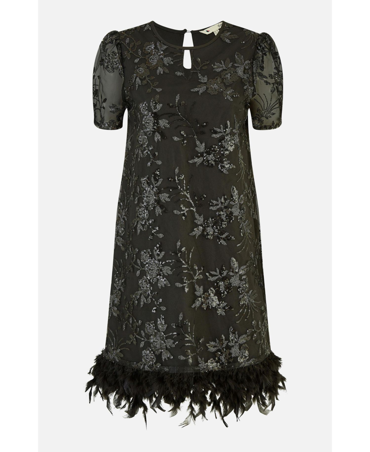 Women's Sequin Embellished Floral Tunic Dress
