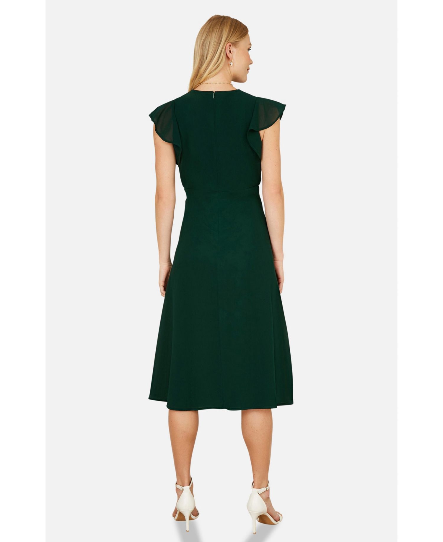 Women's Floral Embroidered V-Neck Midi Dress