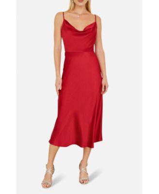 Women's Satin Cowl Neck Midi Dress