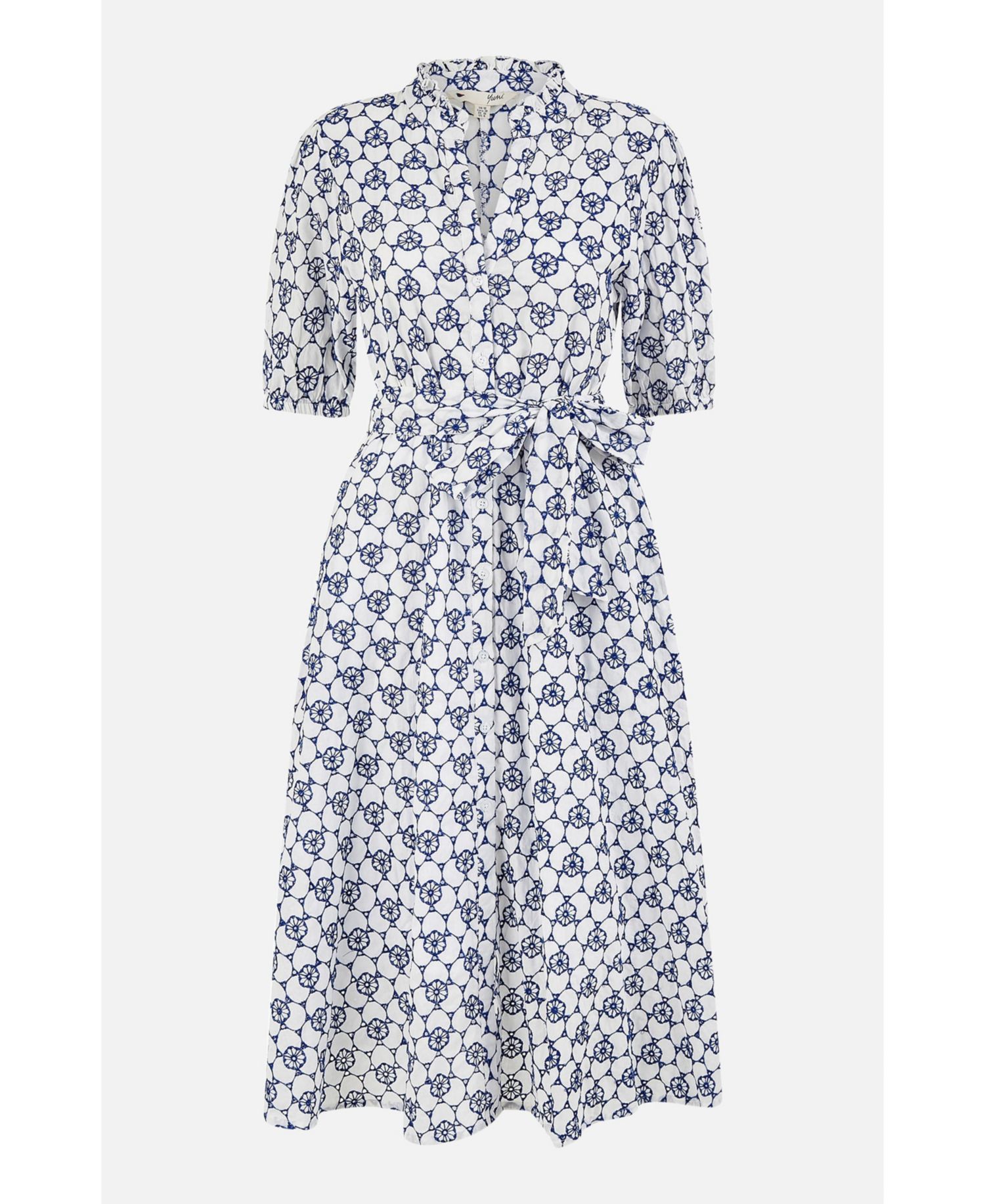 Women's Broderie Anglaise Midi Shirt Dress