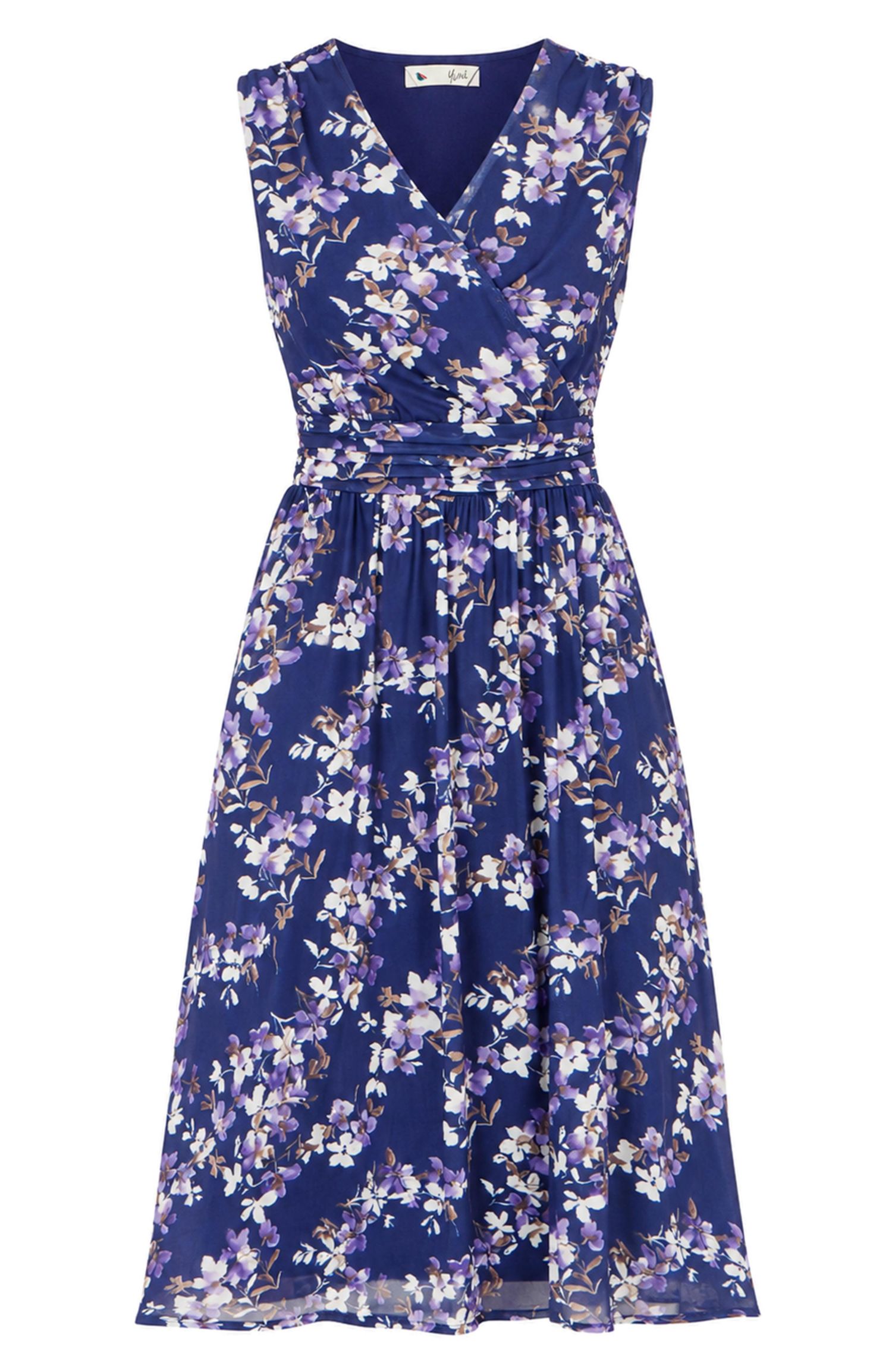 Women's Blossom Print Mesh Stretch Midi Dress