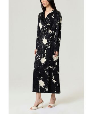 Women's Printed Wrap Maxi Dress