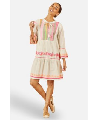 Women's Embroidered Cotton Tunic Dress