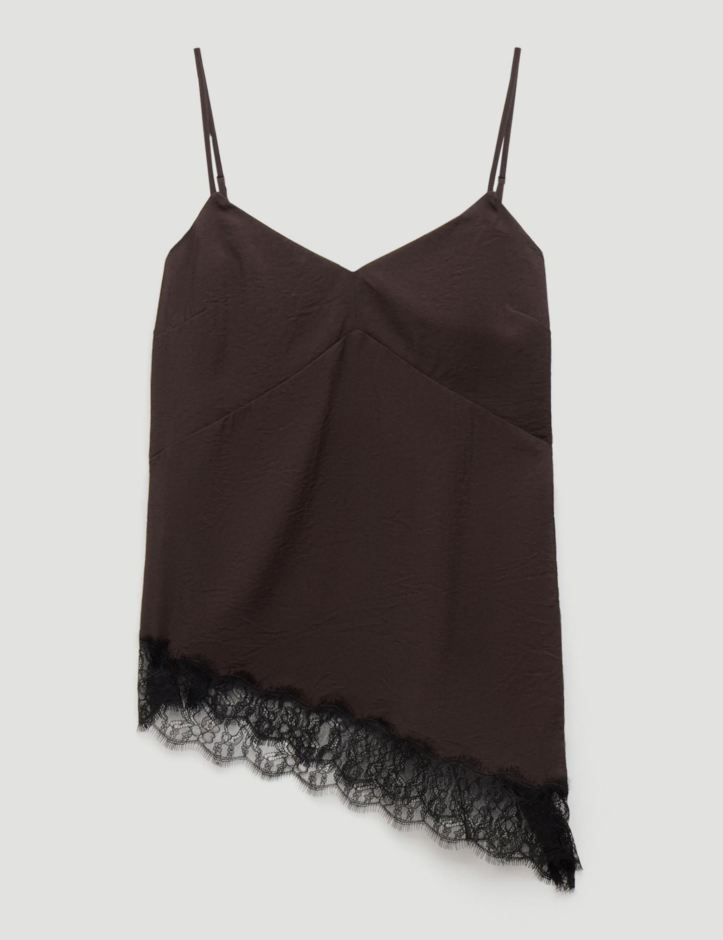 Женский топ Hush Marnie Asymmetric Lace Trim Cami Top, цвет: Тёмный коричневый — фото 5