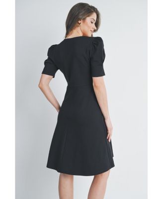 Women's Maternity A-Line V Neck Empire Waist Puff Sleeve Dress