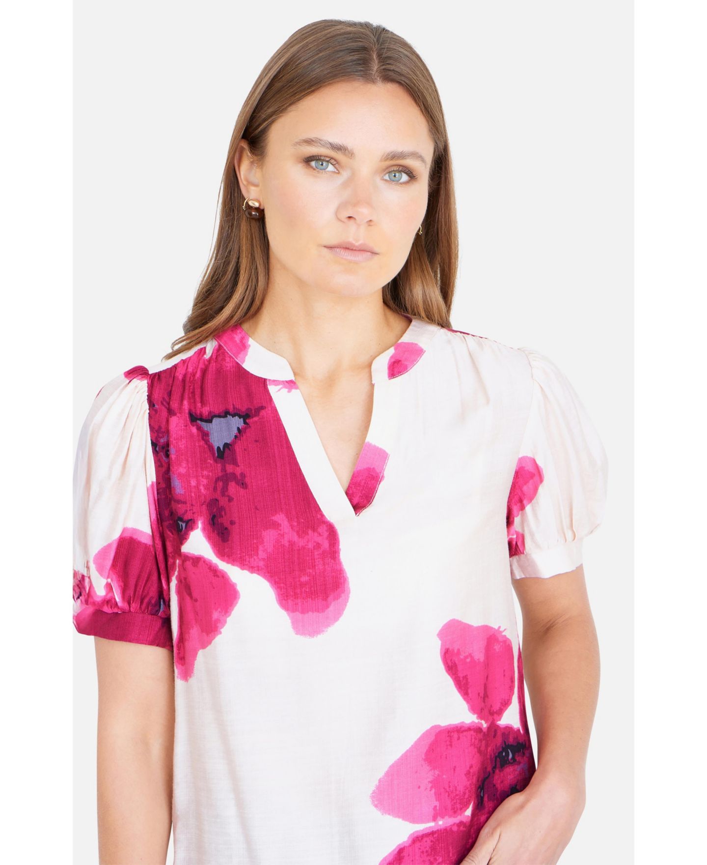 Женский топ Yumi Watercolour Viscose Floral, цвет: Розовый — фото 6