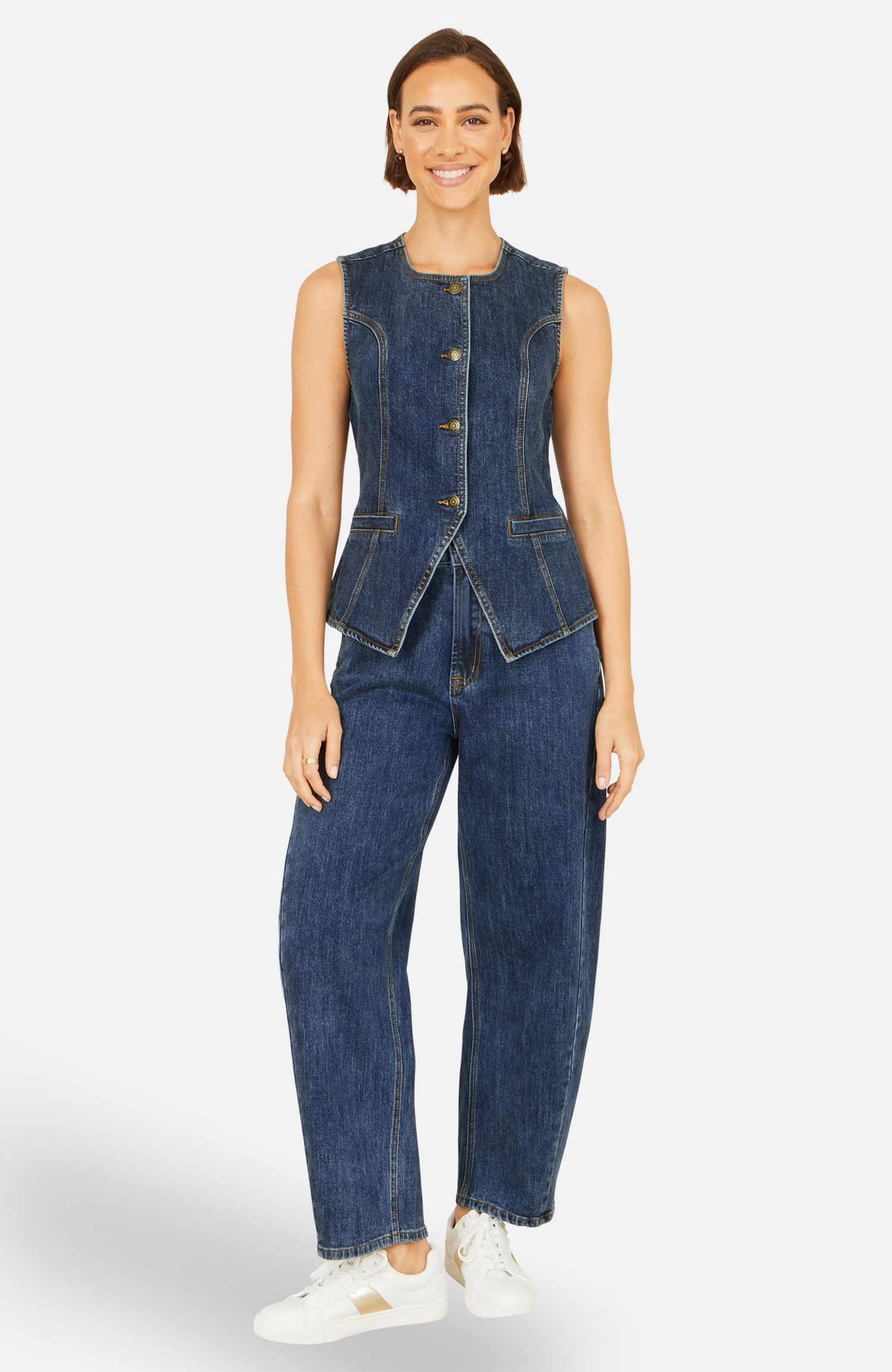 Women's Stretch Long Denim Waistcoat
