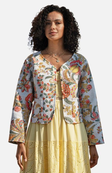 Женские куртки Yumi Women's Boho Cotton Reversible Quilted Jacket