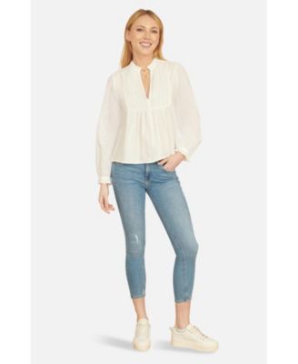 Women's Pleated Cotton Bib Shirt