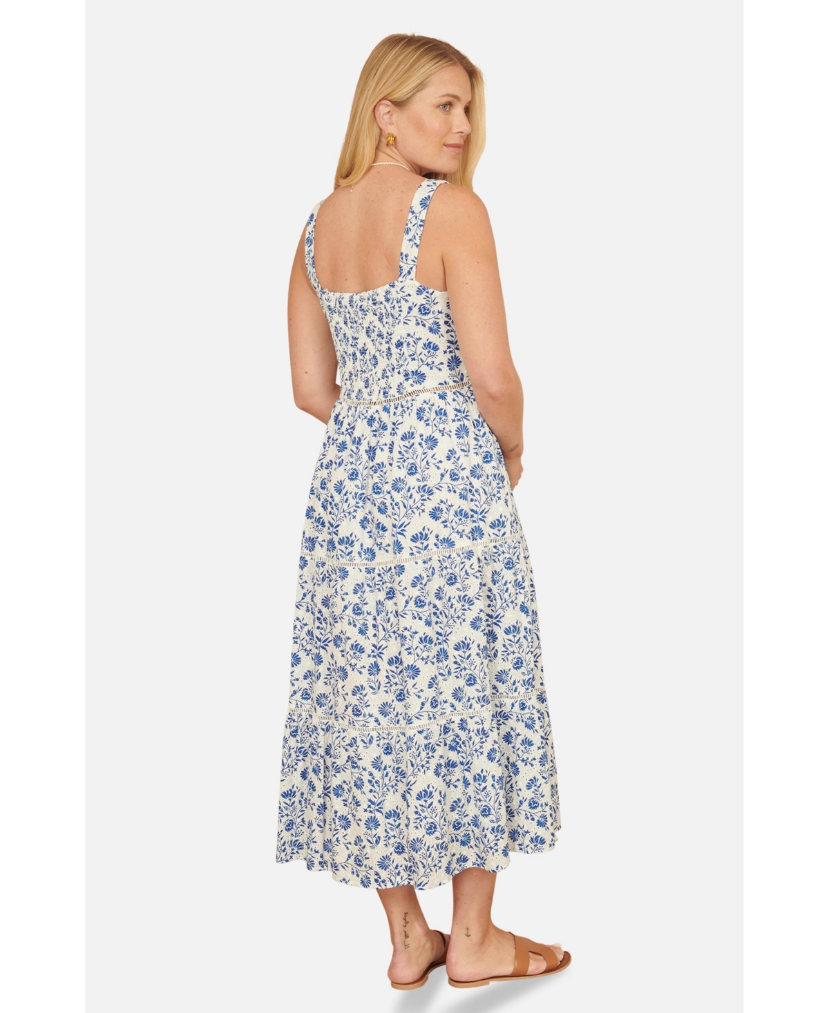 Yumi Women's Floral Broderie Anglaise Midi Sun Dress