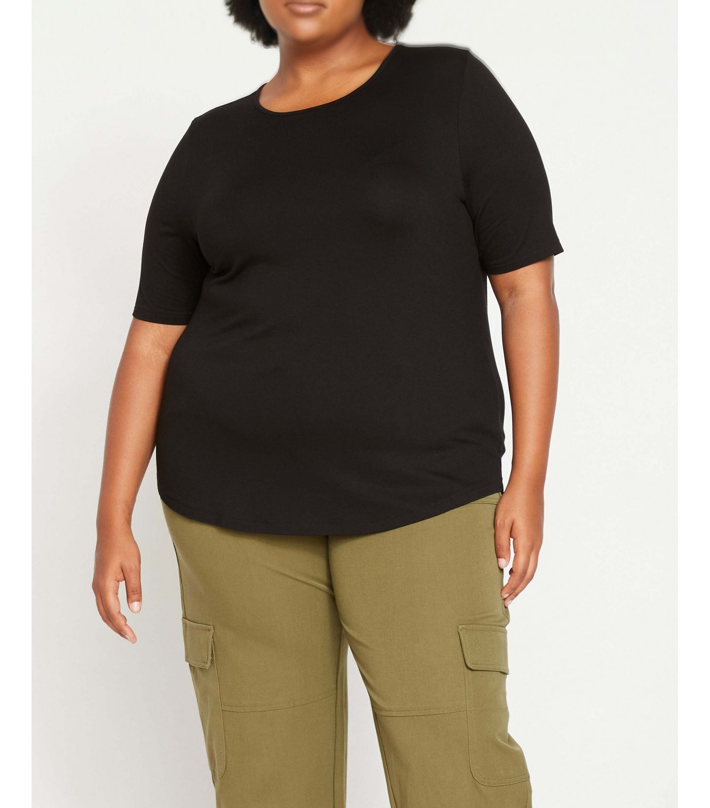 Женская футболка Universal Standard Plus Size Liquid Jersey Crew Neck Stovepipe, цвет: Чёрный — фото 1