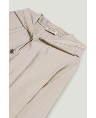 Women's Hooded Shirt with Snap Button Details