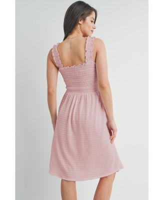 Maternity Smocked Empire Waist Sleeveless Square Neck Dress