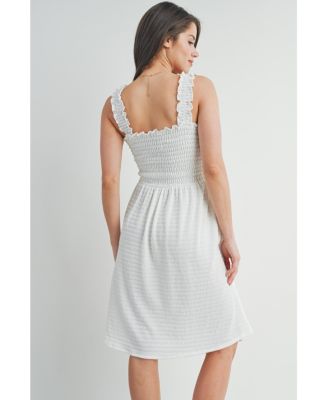 Maternity Smocked Empire Waist Sleeveless Square Neck Dress