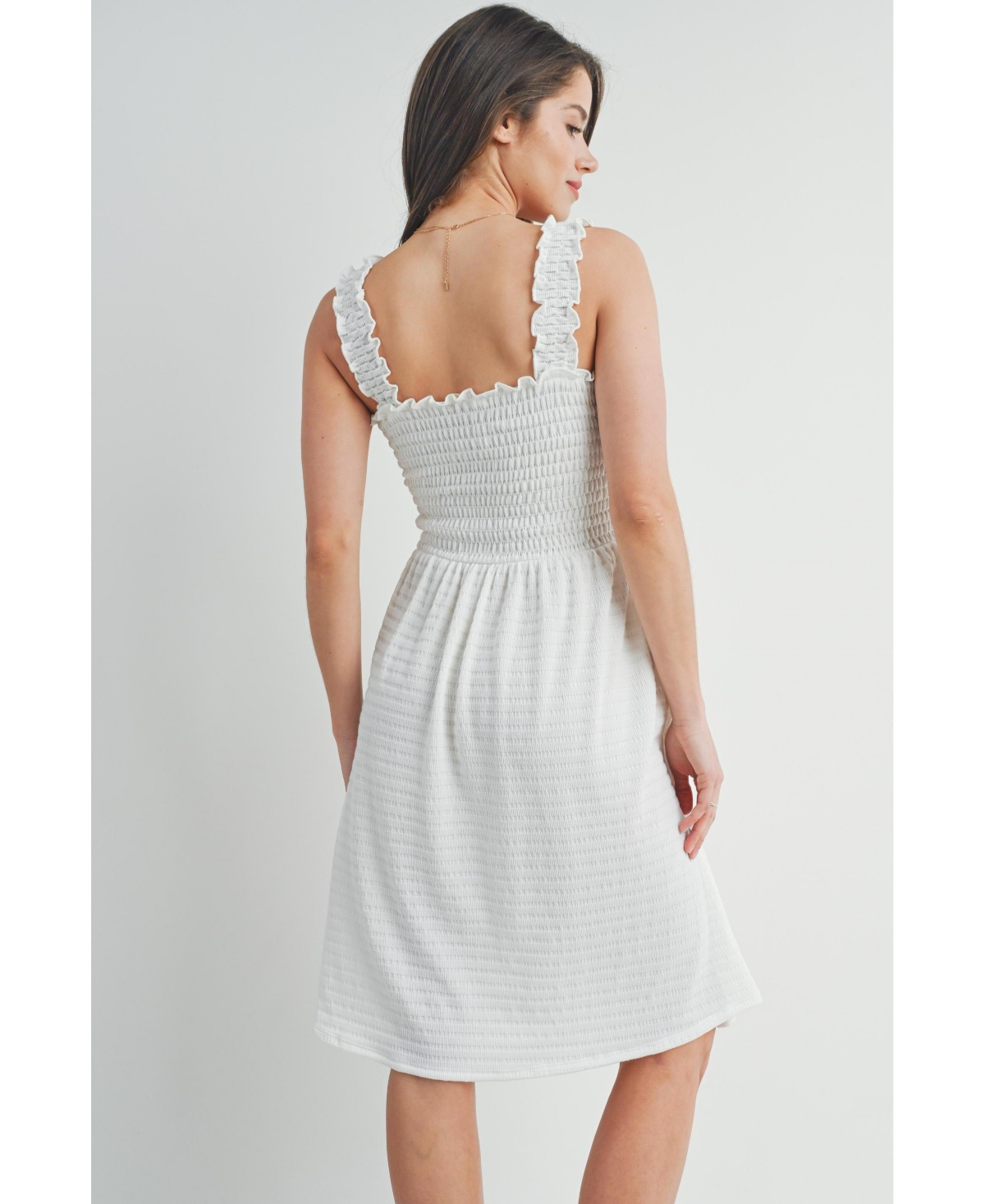 Hello Miz Maternity Smocked Empire Waist Sleeveless Square Neck Dress