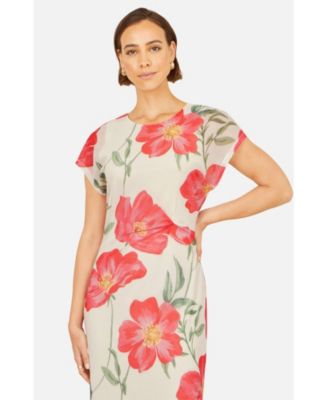 Women's Poppy Print Midi Mesh Dress