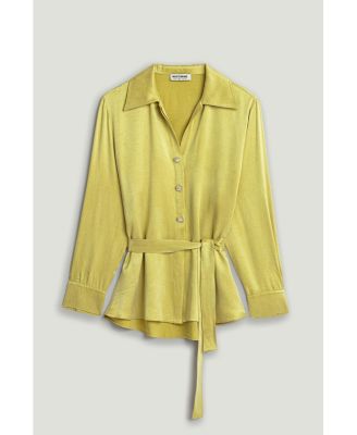 Women's Belted Shirt with Statement Buttons