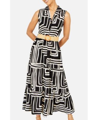 Women's Geo Print Midi Shirt Dress