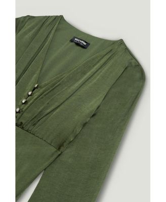 Women's Crystal-Button V-Neck Maxi Dress