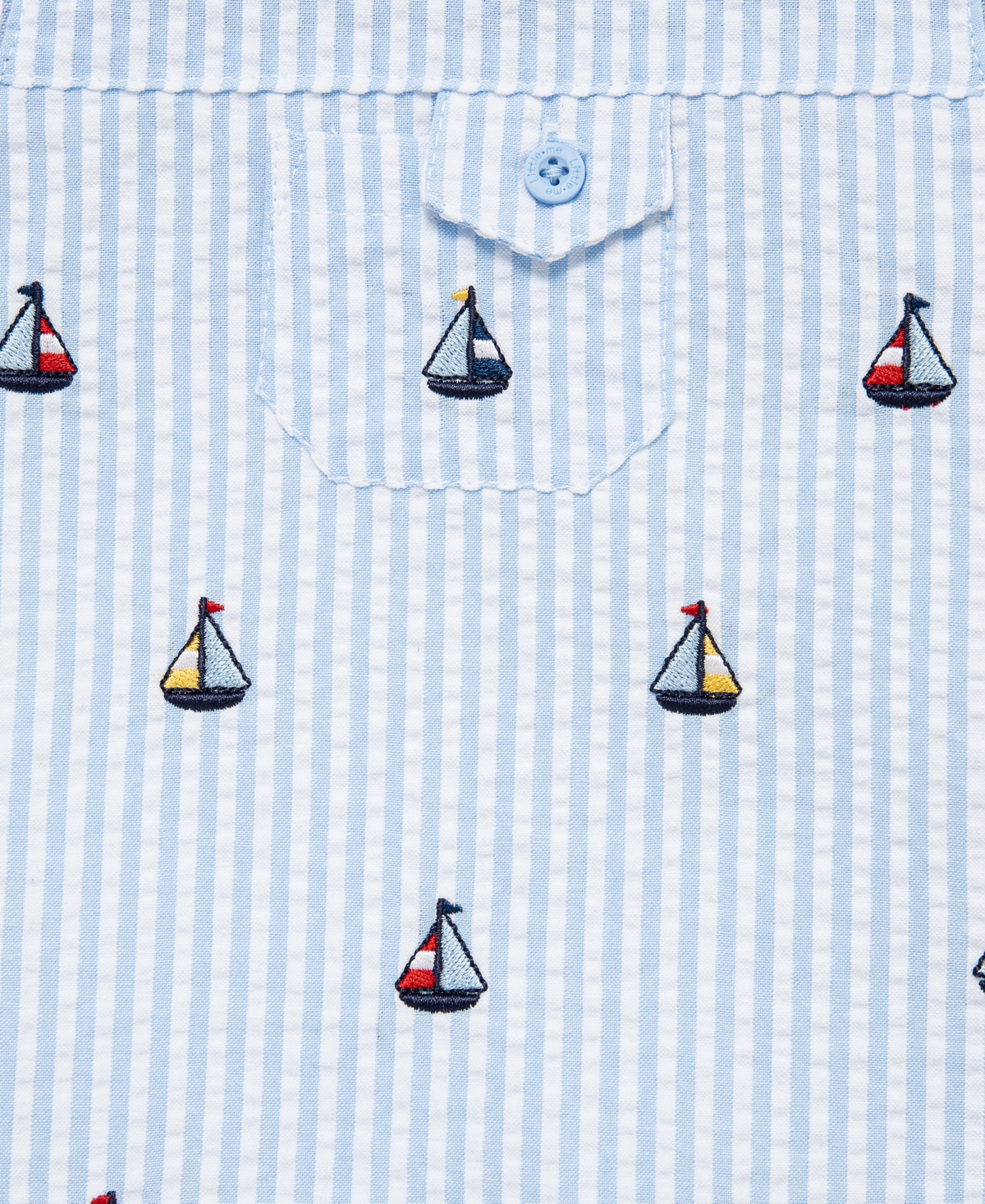 Little Me Baby Boys' Sailboat Striped Sunsuit and Hat, 2-Piece Set