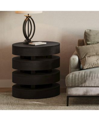 Brix Mid-Century Modern Floating Sculpture Layered Round End Table