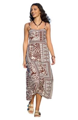 Women's Beaded Print Midi Dress