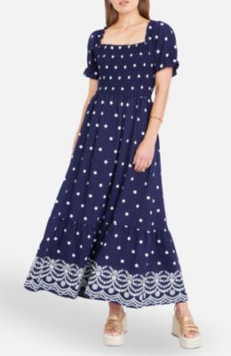 Women's Border Hemline Smocked Maxi Dress