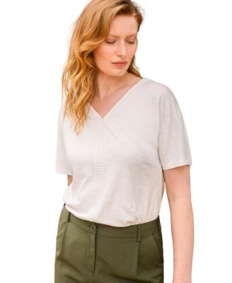 Women's Slub Jersey V-Neck Trim Top