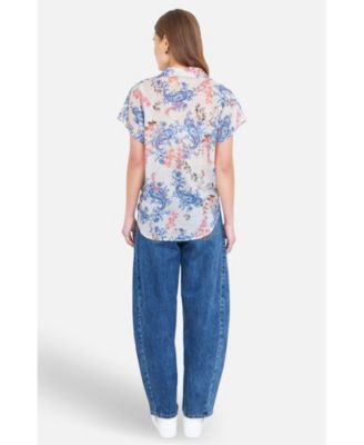 Women's Cotton Paisley Print Tie Knot Shirt