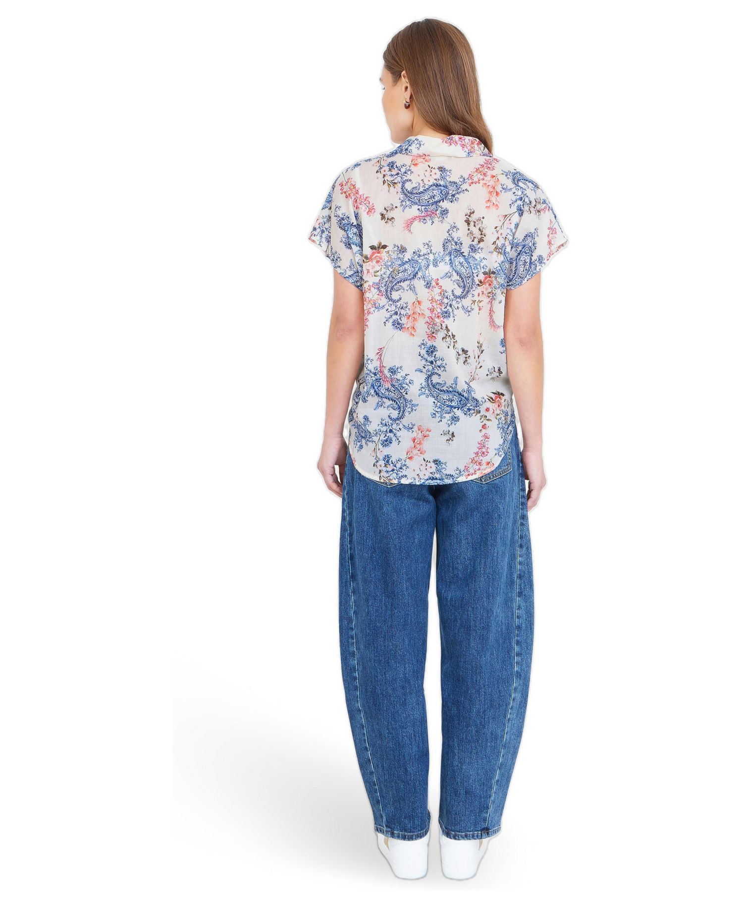 Women's Cotton Paisley Print Tie Knot Shirt