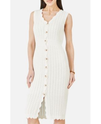 Women's Cotton Scallop Crochet Knitted Dress