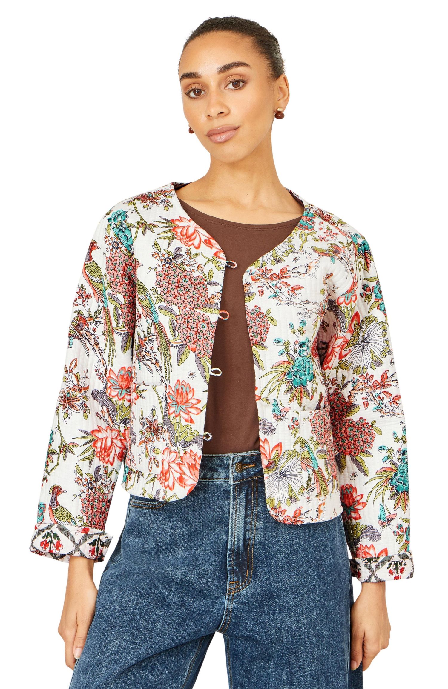 Women's Print Reversible Cotton Quilted Jacket