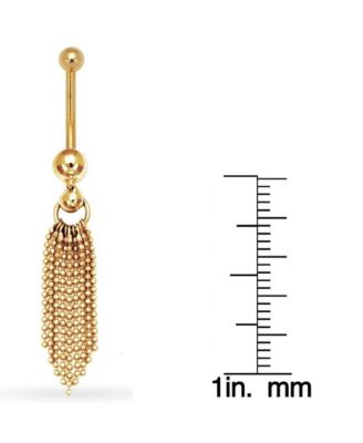 Solid 14K Gold Bead Tassel Belly Ring Body Jewelry