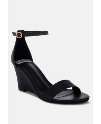Rag and Co Womens Pobora Genuine Leather Slim Wedge Heel Sandals